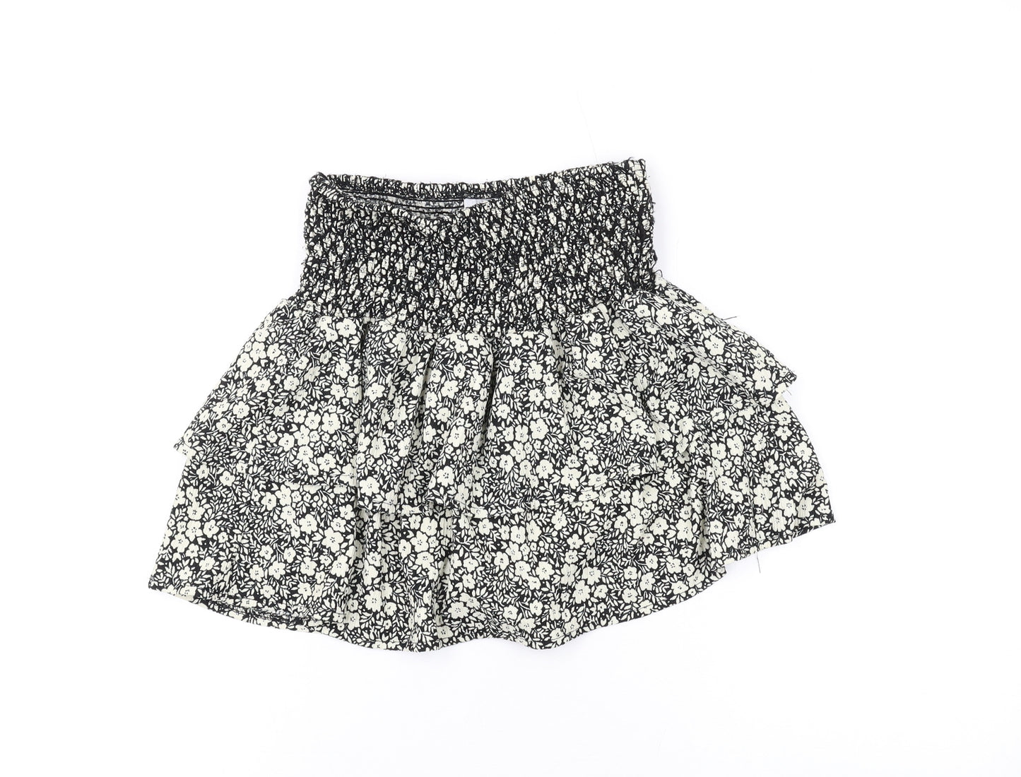 Zara Girls Beige Floral Polyester Skater Skort Size 11-12 Years Regular Pull On
