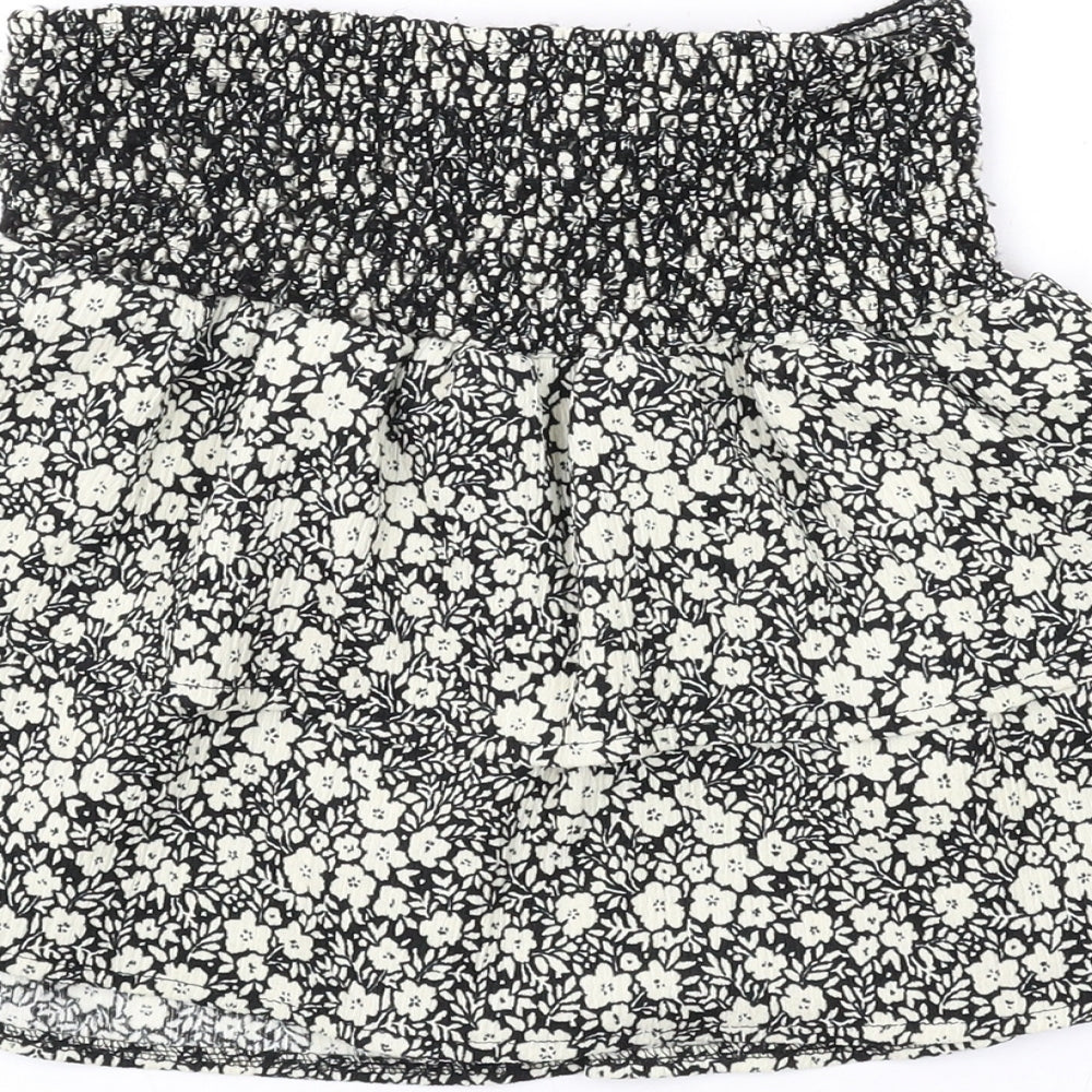 Zara Girls Beige Floral Polyester Skater Skort Size 11-12 Years Regular Pull On