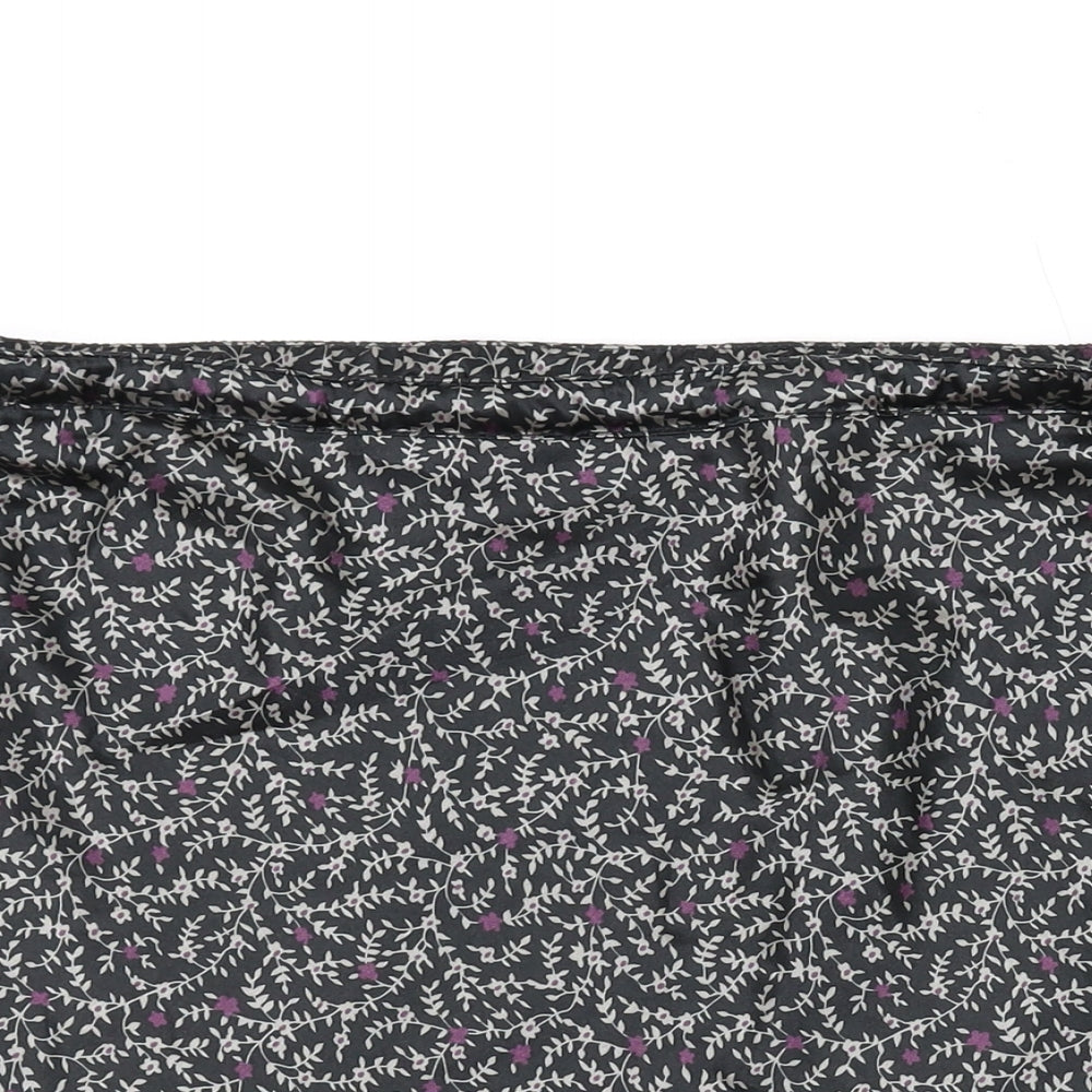 HEMA Womens Black Floral Polyester A-Line Skirt Size S