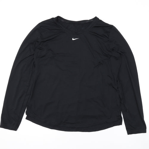 Nike Womens Black Polyester Basic Casual Size L Round Neck Pullover