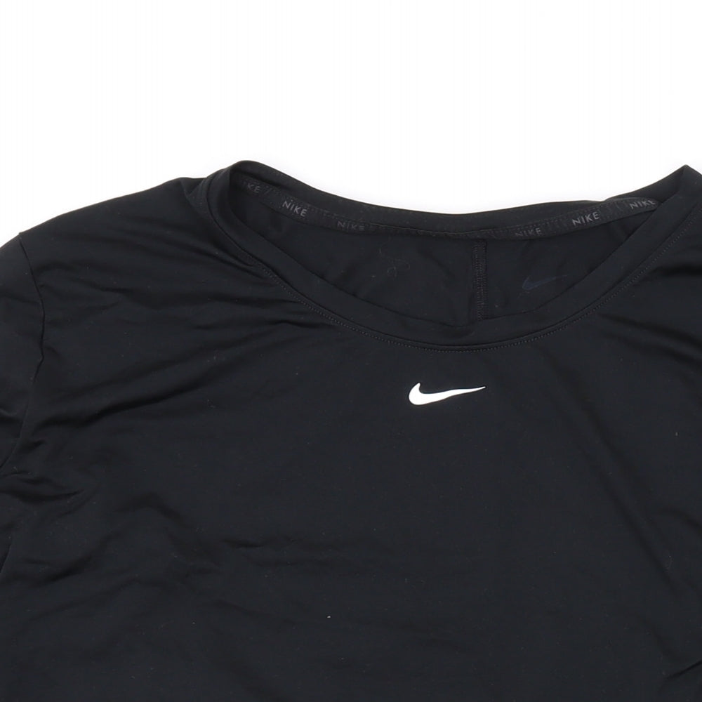 Nike Womens Black Polyester Basic Casual Size L Round Neck Pullover
