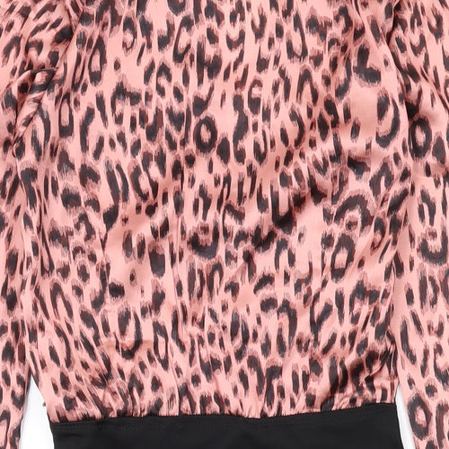 Unique 21 Womens Pink Animal Print Polyester Bodysuit One-Piece Size 8 L10 in Snap