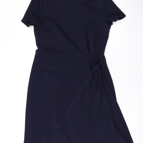 Phase Eight Womens Blue Polyester A-Line Size 12 Round Neck Zip