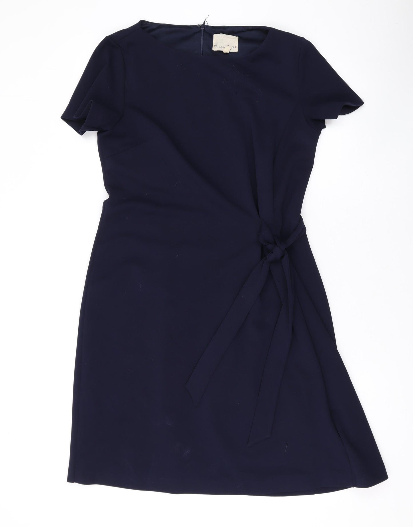Phase Eight Womens Blue Polyester A-Line Size 12 Round Neck Zip