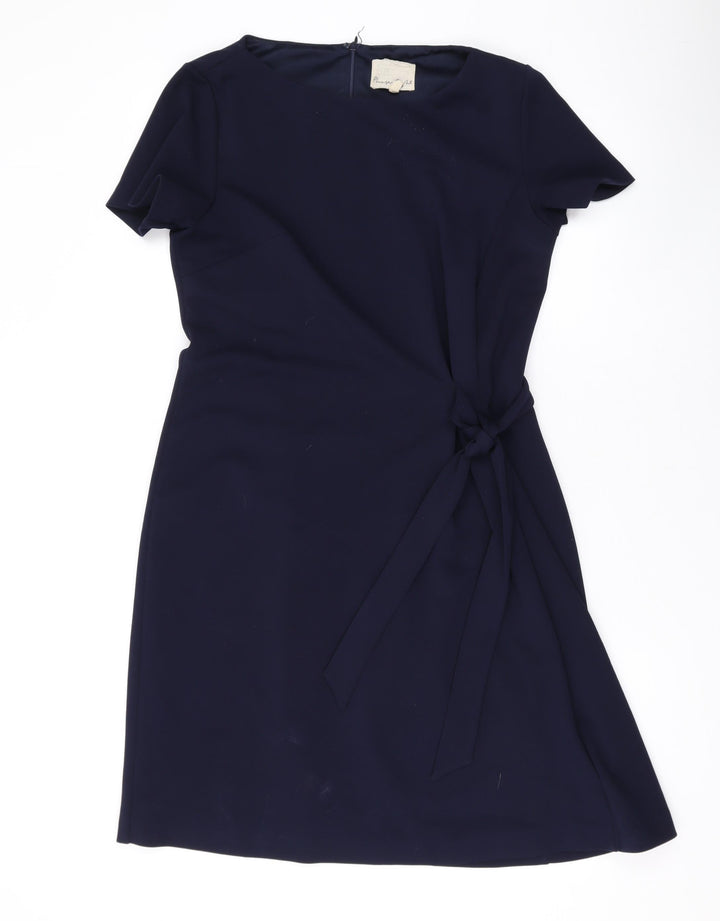 Phase Eight Womens Blue Polyester A-Line Size 12 Round Neck Zip