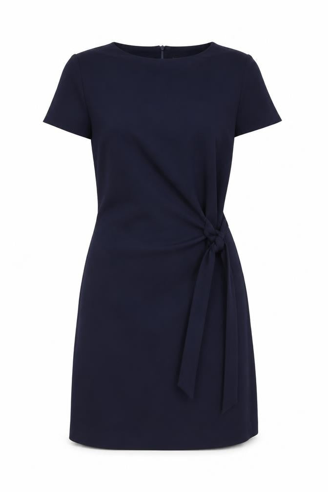 Front view of Phase Eight women’s blue polyester a-line, size UK 12, round neck zip
