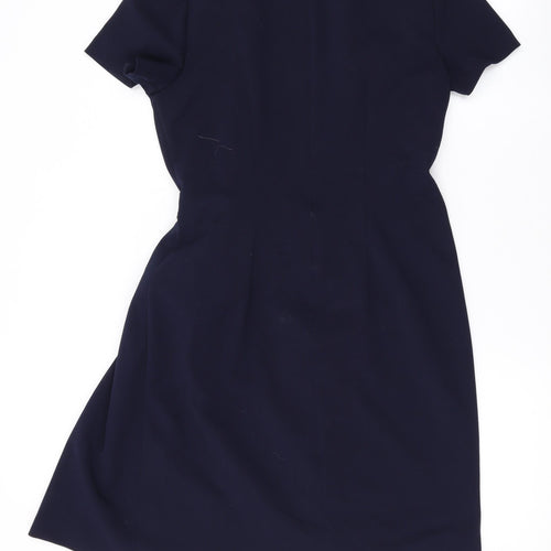 Phase Eight Womens Blue Polyester A-Line Size 12 Round Neck Zip