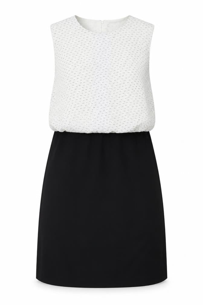 Mango Womens White Polka Dot Polyester Mini Size L Round Neck Button