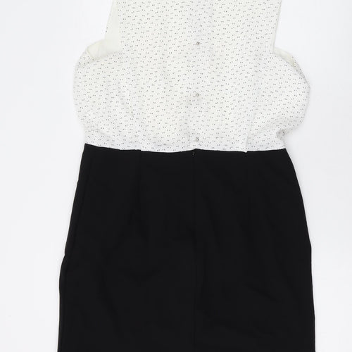 Mango Womens White Polka Dot Polyester Mini Size L Round Neck Button