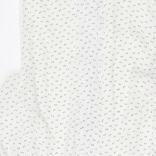Mango Womens White Polka Dot Polyester Mini Size L Round Neck Button