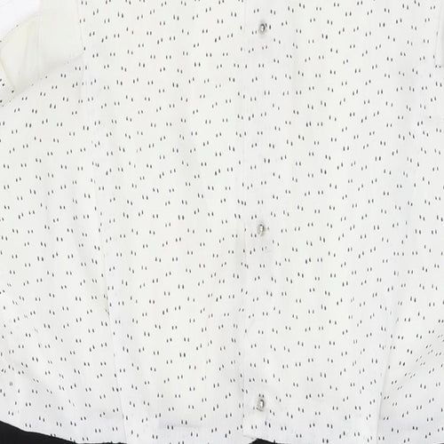 Mango Womens White Polka Dot Polyester Mini Size L Round Neck Button
