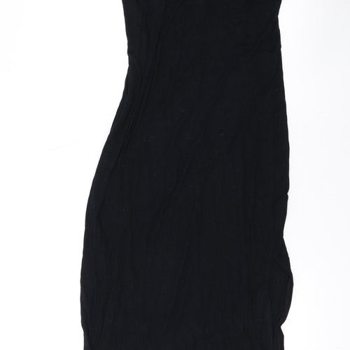 Topshop Womens Black Viscose Maxi Size S Round Neck