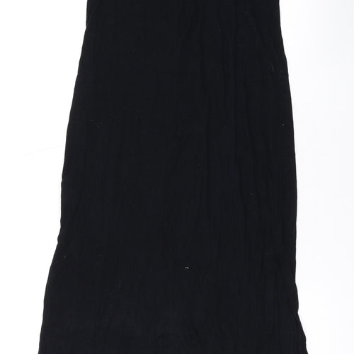 Topshop Womens Black Viscose Maxi Size S Round Neck