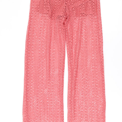 Zara Womens Pink Polyester Trousers Size S L31 in Regular