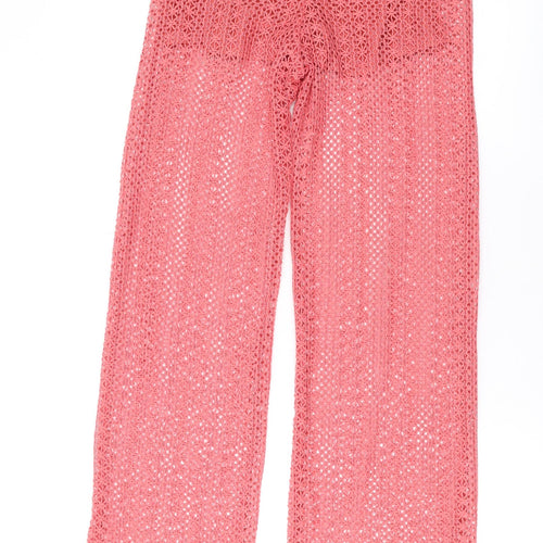 Zara Womens Pink Polyester Trousers Size S L31 in Regular