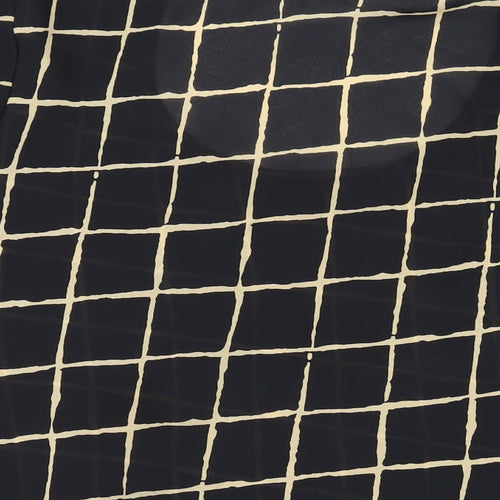 Ann Harvey Womens Black Geometric Polyester Basic T-Shirt Size 24 Round Neck