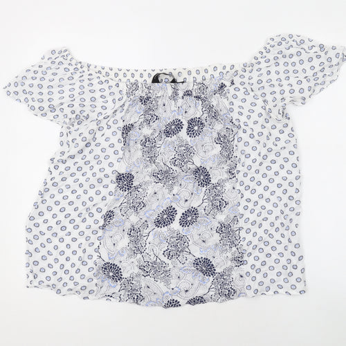 Dorothy Perkins Womens White Geometric Polyester Basic Blouse Size 12 Off the Shoulder