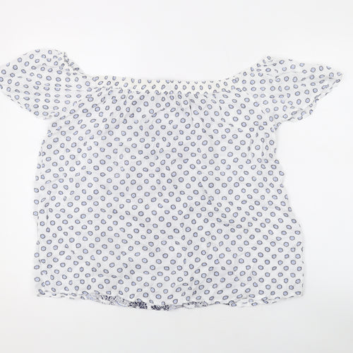 Dorothy Perkins Womens White Geometric Polyester Basic Blouse Size 12 Off the Shoulder