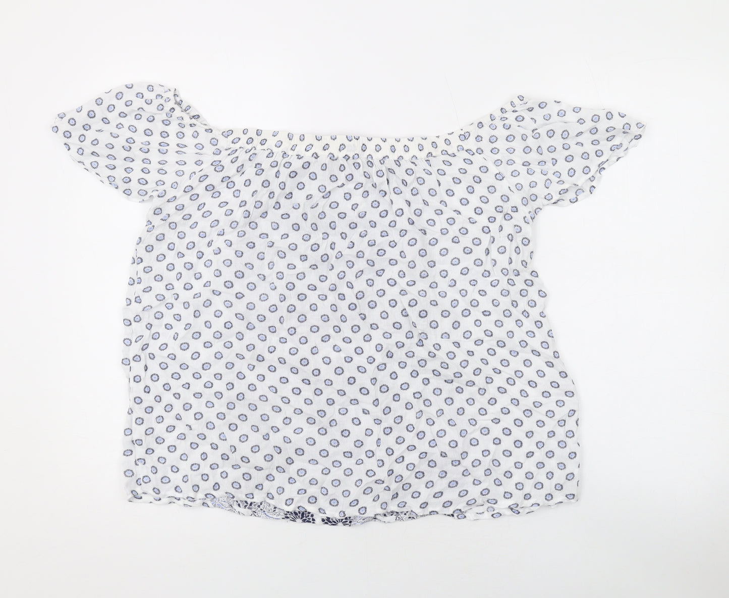 Dorothy Perkins Womens White Geometric Polyester Basic Blouse Size 12 Off the Shoulder