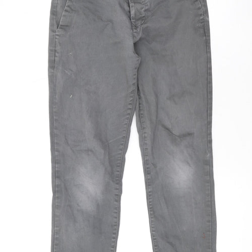 NEXT Mens Grey Cotton Chino Trousers Size 28 in L28 in Regular Button