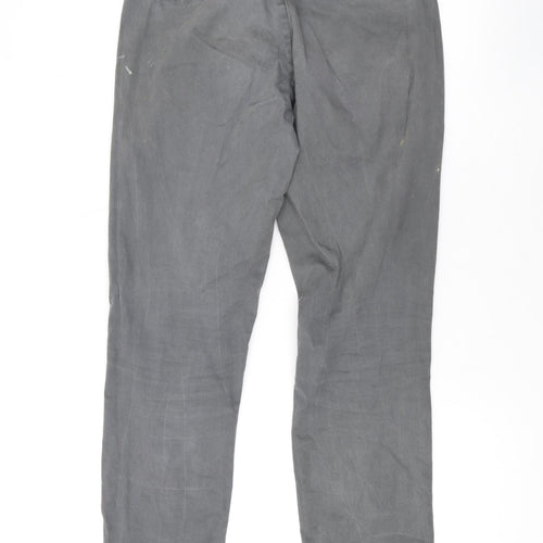 NEXT Mens Grey Cotton Chino Trousers Size 28 in L28 in Regular Button