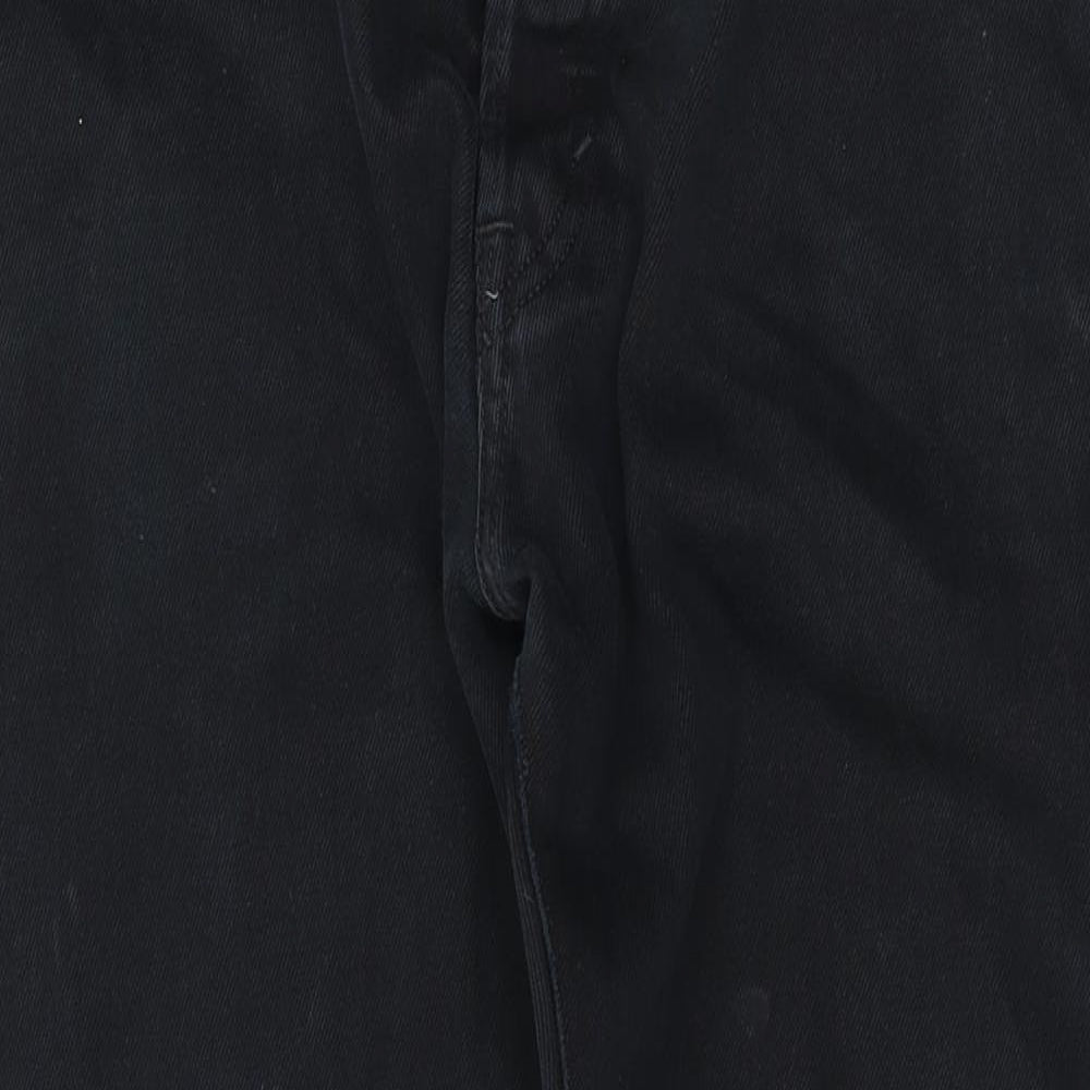 H&M Mens Black Cotton Straight Jeans Size 36 in L30 in Regular Button