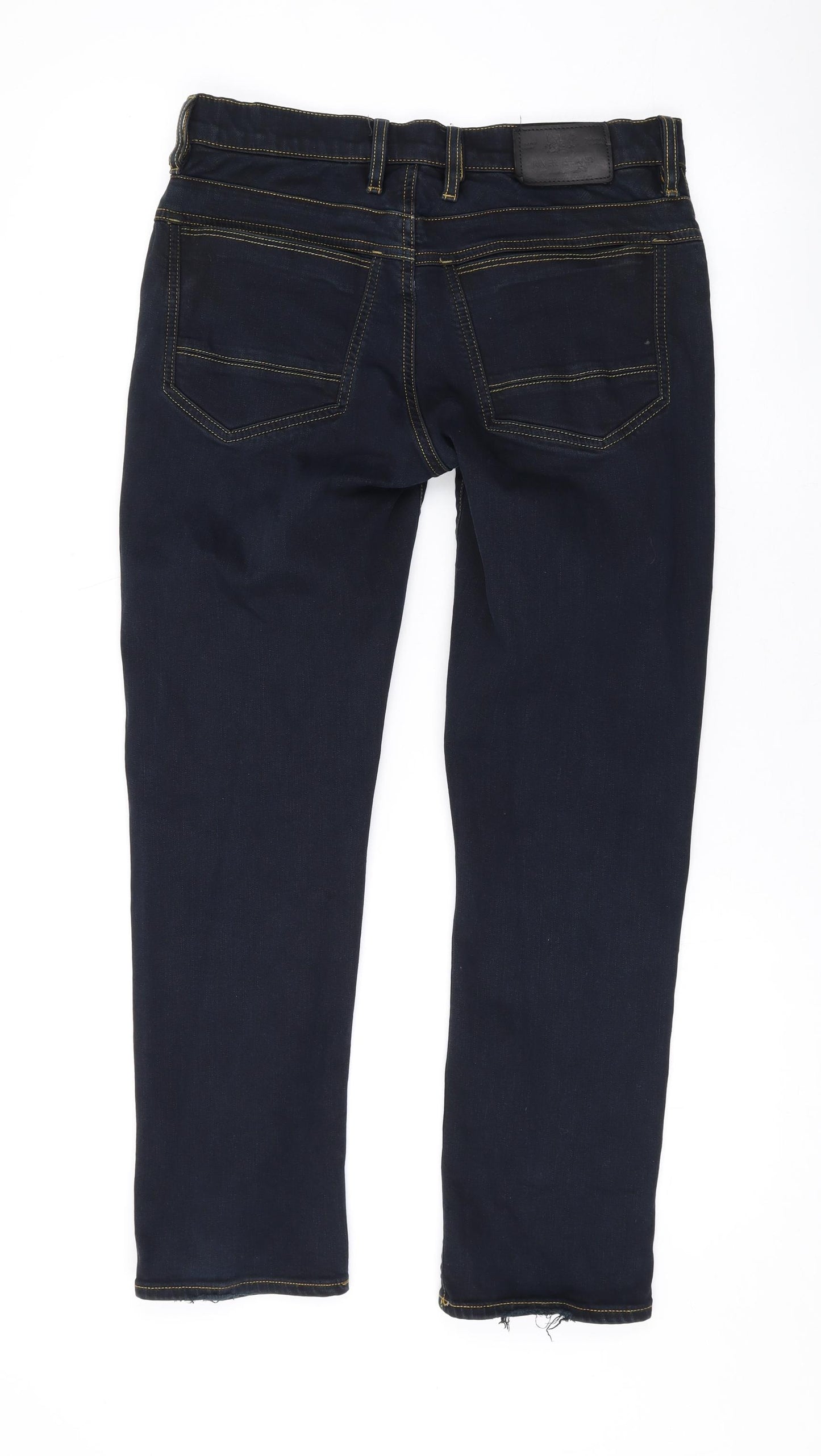 River Island Mens Blue Cotton Straight Jeans Size 28 in L26 in Regular Button