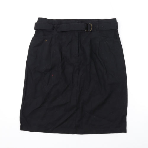 bpc Womens Black Linen Mini Skirt Size 8 Zip