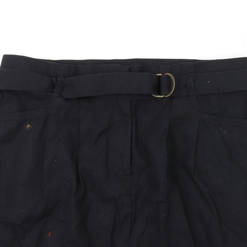 bpc Womens Black Linen Mini Skirt Size 8 Zip