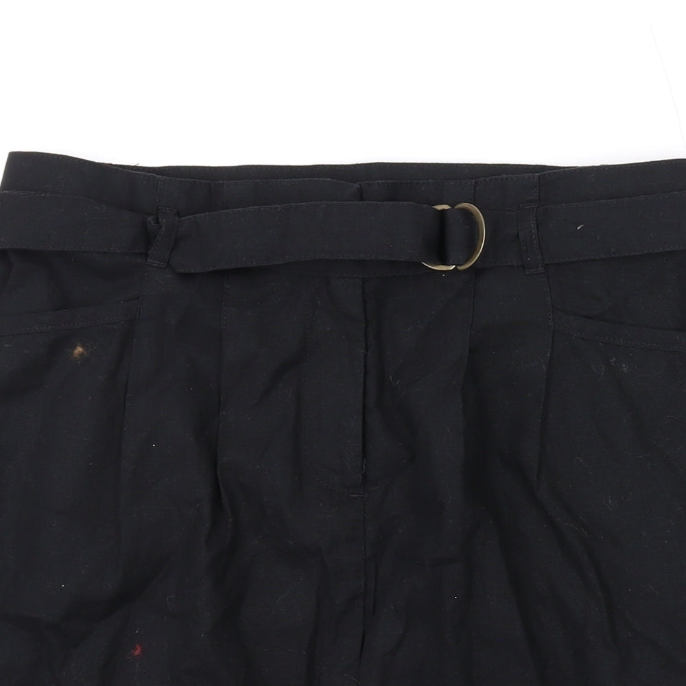 bpc Womens Black Linen Mini Skirt Size 8 Zip