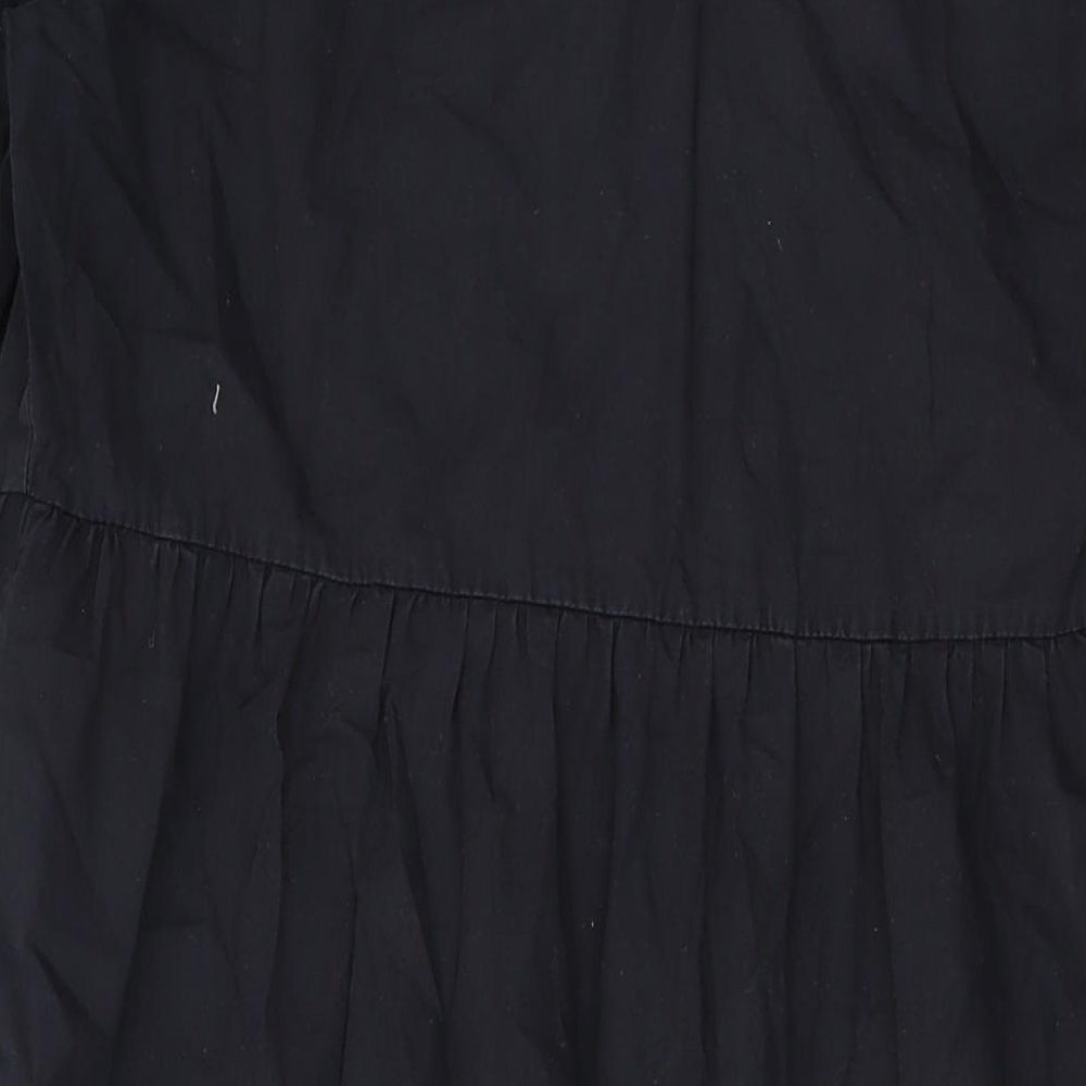 New Look Womens Black Cotton Maxi Size 16 Round Neck Button