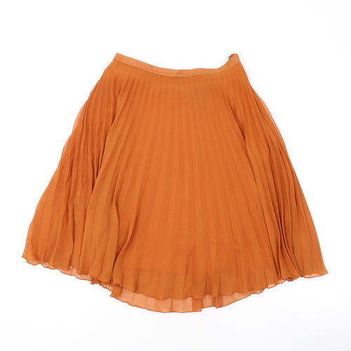 Jane Norman Womens Orange Polyester Pleated Skirt Size 8 Zip