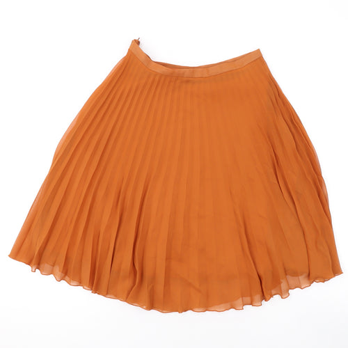 Jane Norman Womens Orange Polyester Pleated Skirt Size 8 Zip