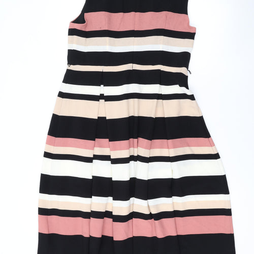 Debenhams Womens Multicoloured Striped Polyester A-Line Size 12 Round Neck Zip