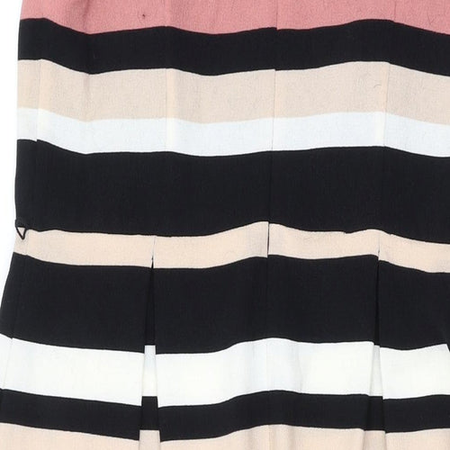 Debenhams Womens Multicoloured Striped Polyester A-Line Size 12 Round Neck Zip