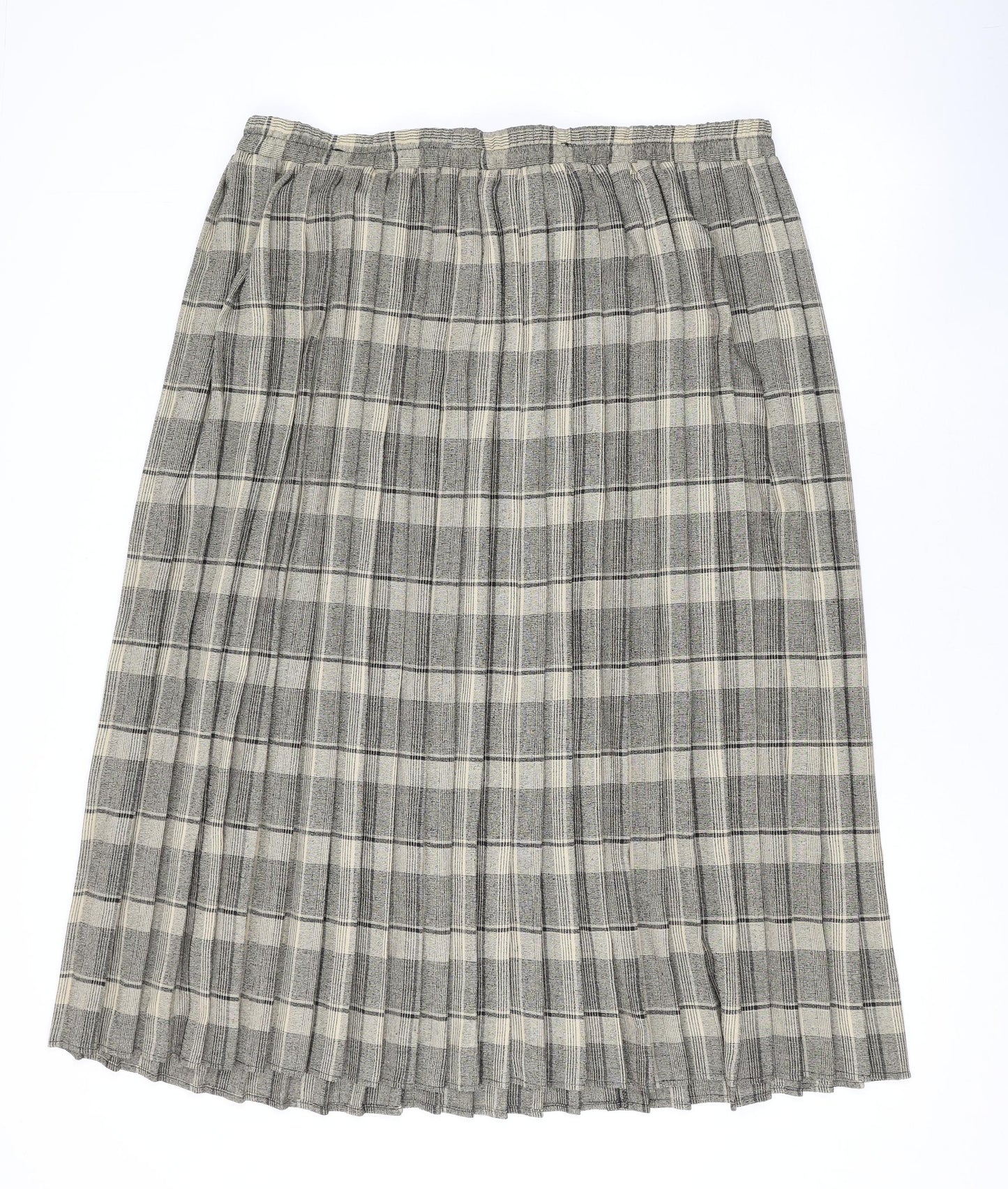 C&A Womens Brown Plaid Polyester Pleated Skirt Size 22