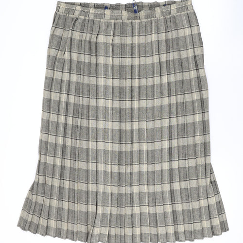 C&A Womens Brown Plaid Polyester Pleated Skirt Size 22