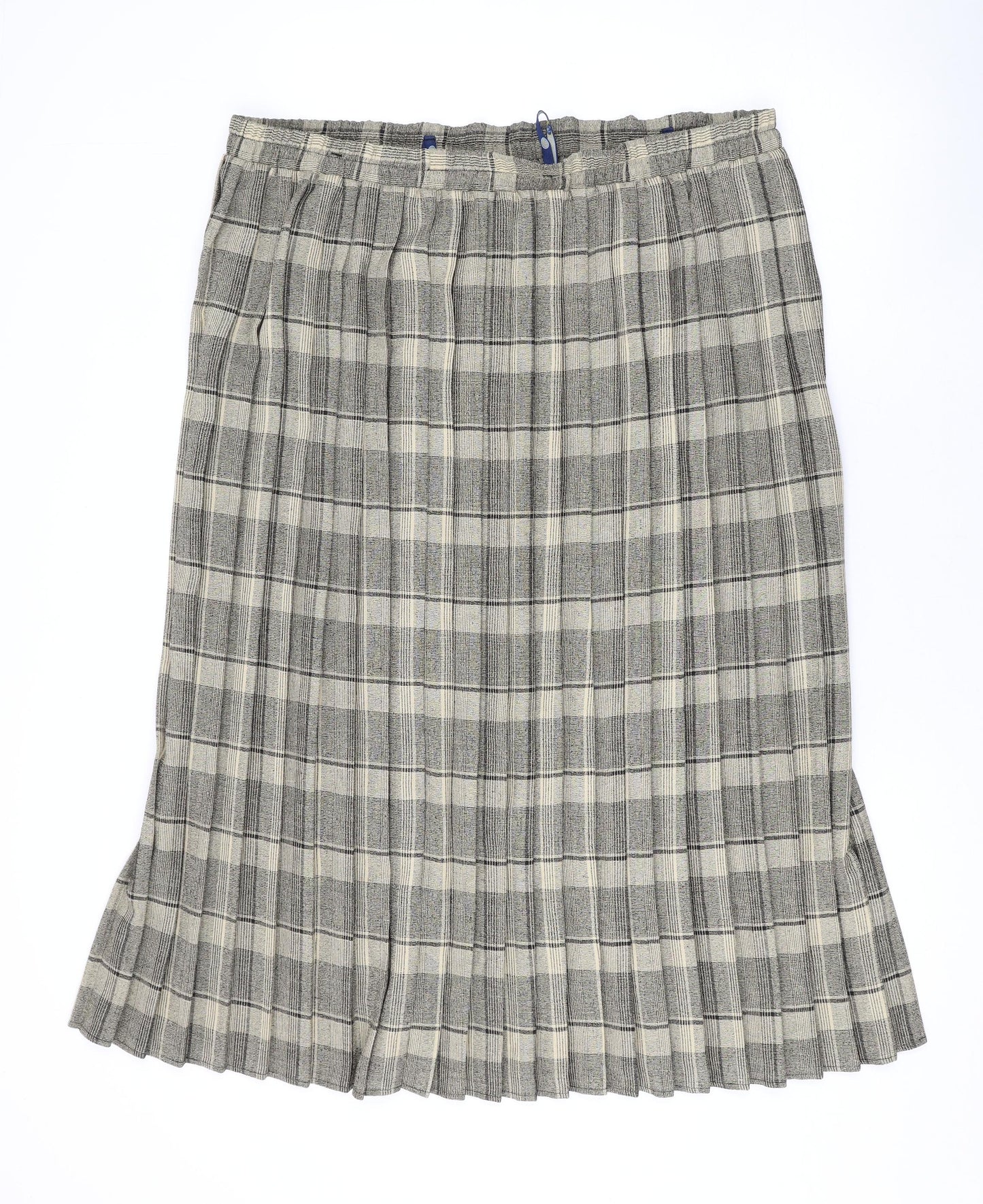 C&A Womens Brown Plaid Polyester Pleated Skirt Size 22