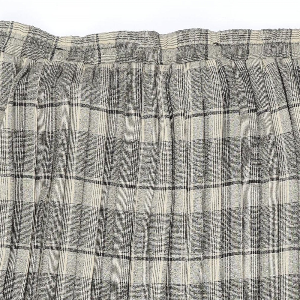 C&A Womens Brown Plaid Polyester Pleated Skirt Size 22