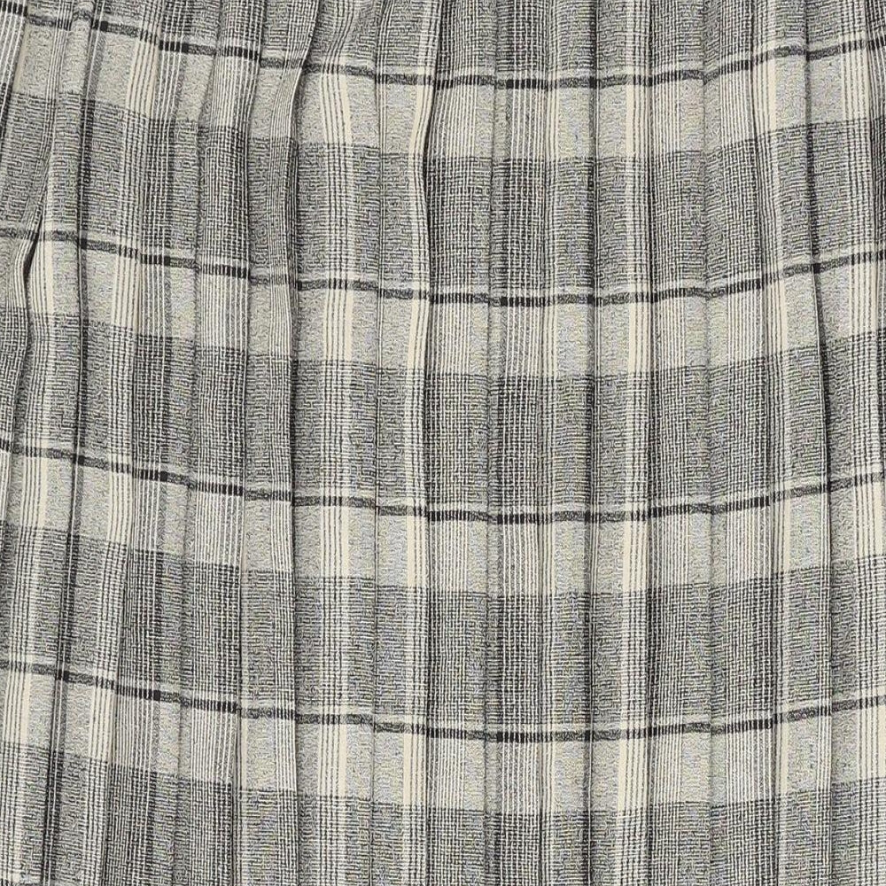 C&A Womens Brown Plaid Polyester Pleated Skirt Size 22