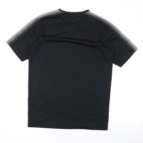 Pendle Mens Black Geometric Polyester Basic T-Shirt Size S Round Neck Pullover