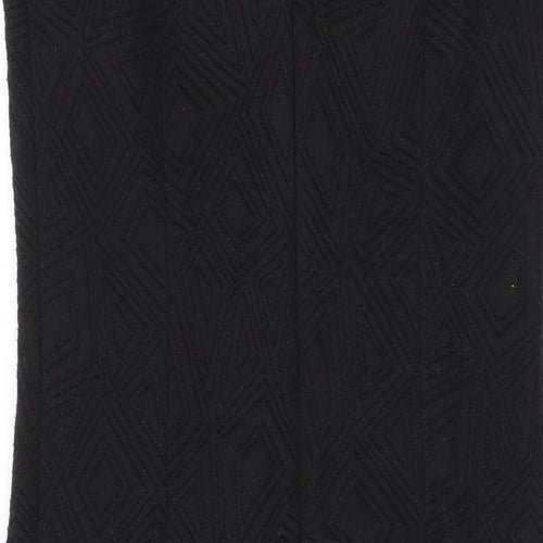 FOND Womens Black Geometric Cotton Bodycon Size 12 Square Neck Zip