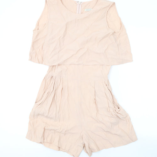 River Island Womens Pink Viscose Playsuit One-Piece Size 8 Zip