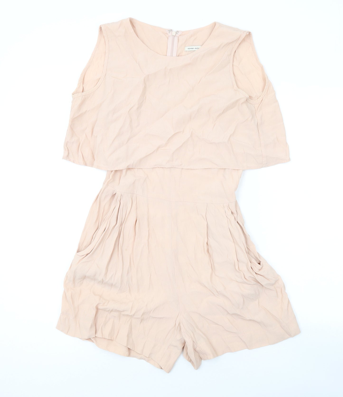 River Island Womens Pink Viscose Playsuit One-Piece Size 8 Zip