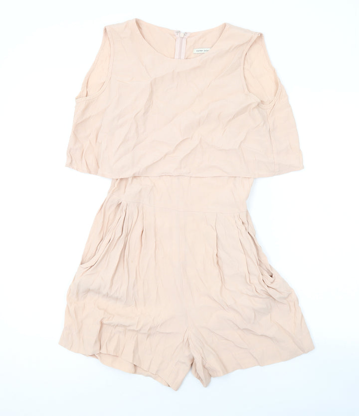 River Island Womens Pink Viscose Playsuit One-Piece Size 8 Zip