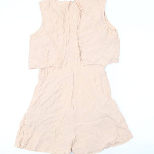 River Island Womens Pink Viscose Playsuit One-Piece Size 8 Zip