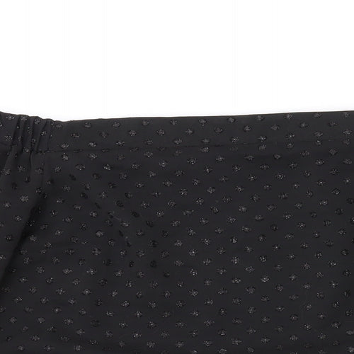 Oasis Womens Black Polka Dot Polyester Basic Blouse Size 8 Off the Shoulder - Sparkle