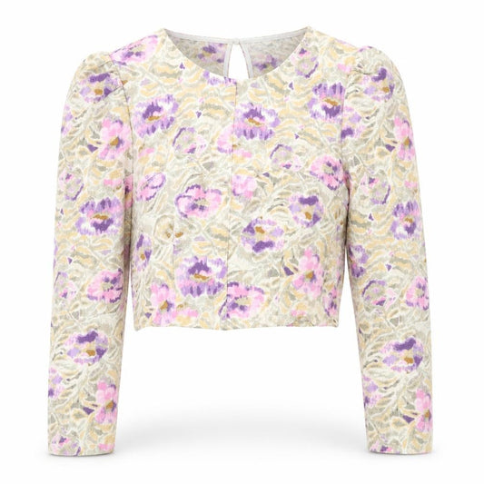 Front view of H&M women’s multicoloured floral polyester basic blouse, size S, round neck