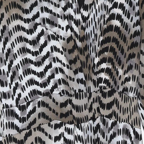 Long Tall Sally Womens Brown Geometric Polyester A-Line Size 14 V-Neck Pullover