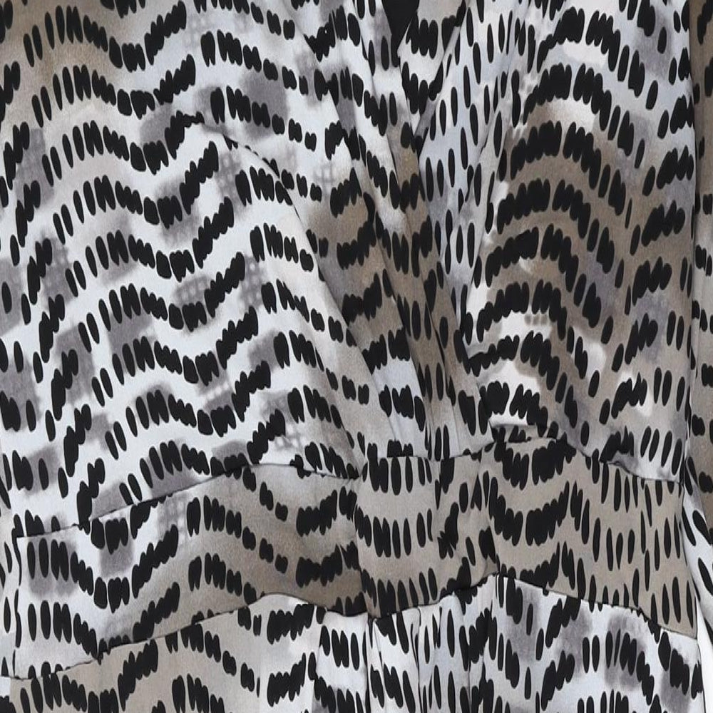 Long Tall Sally Womens Brown Geometric Polyester A-Line Size 14 V-Neck Pullover